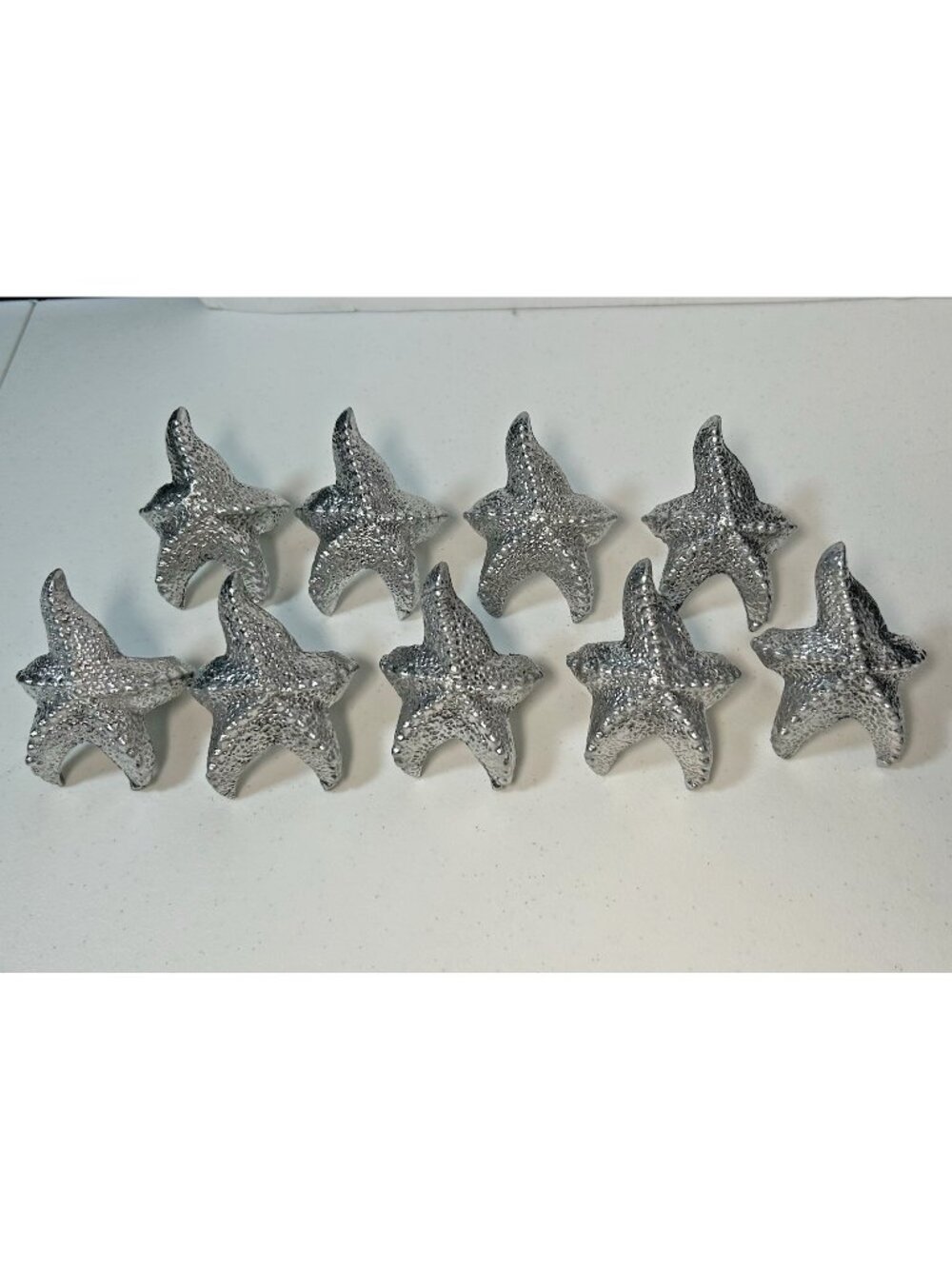 Vtg Cast Aluminum Starfish Napkin Ring Holders Lot of 9 Coastal Beach Cottage